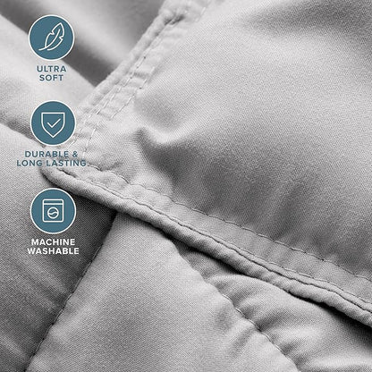Bare Home Comforter Set - Full Size - Ultra-Soft - Goose Down Alternative - Premium 1800 Series - All Season Warmth (Full, Light Grey)