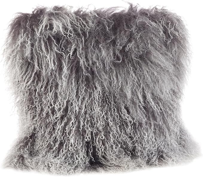SARO LIFESTYLE Mongolian Lamb Fur Poly Filled Throw Pillow