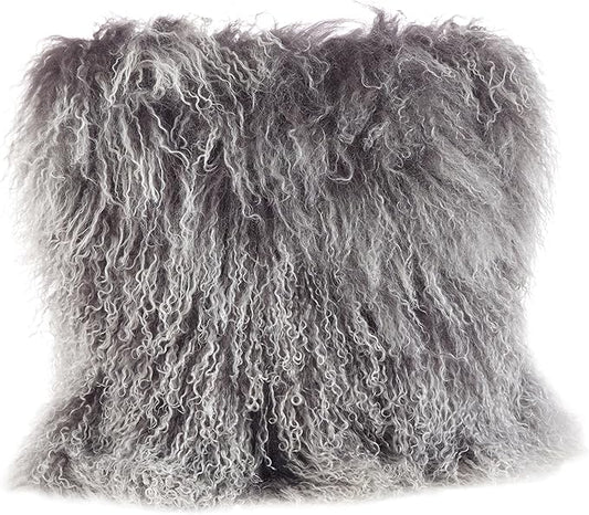 SARO LIFESTYLE Mongolian Lamb Fur Poly Filled Throw Pillow