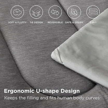 Bedsure King Comforter Set - Cooling and Warm Bed Set, Light Grey Reversible Bedding for All Season, 3 Pieces, 1 King Size Comforter (102"x90") and 2 Pillow Cases (20"x36")