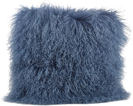 SARO LIFESTYLE Mongolian Lamb Fur Poly Filled Throw Pillow