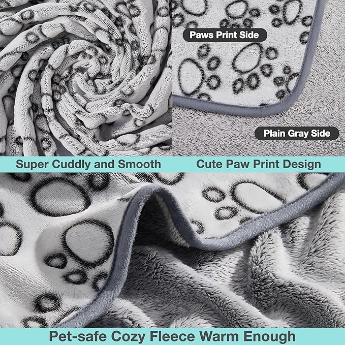 Stuffed 3pcs Premium Soft Dog Blankets for Small Dogs, Cat Blanket Calming Washable for Bed Couch Crate Protection Cover, Dog Puppy Kitten Essentials Christmas Dog Gifts, 24 * 32 inches, Grey