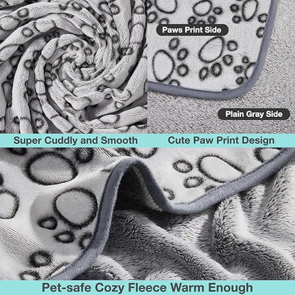 Stuffed 3pcs Premium Soft Dog Blankets for Small Dogs, Cat Blanket Calming Washable for Bed Couch Crate Protection Cover, Dog Puppy Kitten Essentials Christmas Dog Gifts, 24 * 32 inches, Grey
