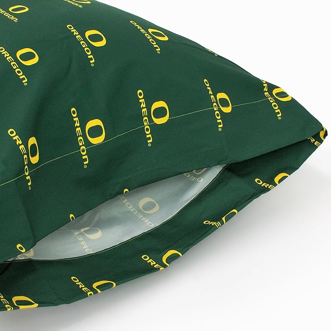 College Covers Everything Comfy Oregon Ducks Pillowcase Pair, King, 20" x 40", Includes 2 King Pillowcases