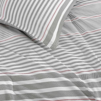 Tommy Hilfiger - King Comforter Set, Cotton Textured Bedding with Matching Shams, Medium Weight Bed Set, Oeko-TEX Certified (Danbury Stripe Blue)