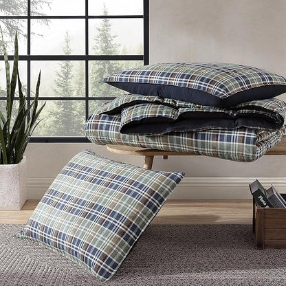 Eddie Bauer - King Comforter Set, Reversible Plaid Alt Down Bedding with Matching Shams, Cozy Home Decor for Colder Months, Oeko-Tex Certified (Rugged Navy, King)