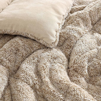 Eddie Bauer - Twin Comforter Set, Microsuede Bedding with Soft Plush Faux Shearling Reverse, 2 Piece Bed Set with Matching Pillowcase (Sherwood Brown)