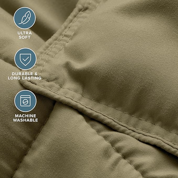 Bare Home Comforter Set - Twin/Twin Extra Long Size - Ultra-Soft - Goose Down Alternative - Premium 1800 Series - All Season Warmth (Twin/Twin XL, Olive)