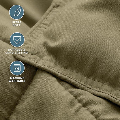 Bare Home Comforter Set - Full Size - Ultra-Soft - Goose Down Alternative - Premium 1800 Series - All Season Warmth (Full, Olive)