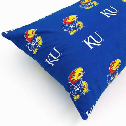 College Covers Everything Comfy Kansas Jayhawks Pillowcase, Body Pillow, 20" x 60", Includes 1 Pillowcase