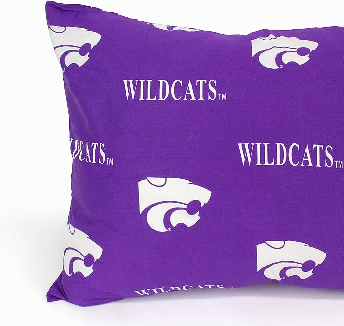 College Covers Everything Comfy Kansas State Wildcats Pillowcase Pair, King, 20" x 40", Includes 2 King Pillowcases
