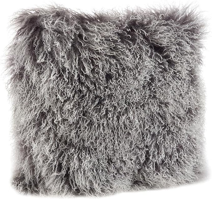 SARO LIFESTYLE Mongolian Lamb Fur Poly Filled Throw Pillow