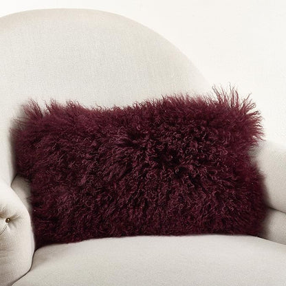 SARO LIFESTYLE Mongolian Lamb Fur Poly Filled Throw Pillow