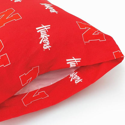 College Covers Everything Comfy Nebraska Cornhuskers Pillowcase Pair, Standard, 20" x 30", Includes 2 Pillowcases