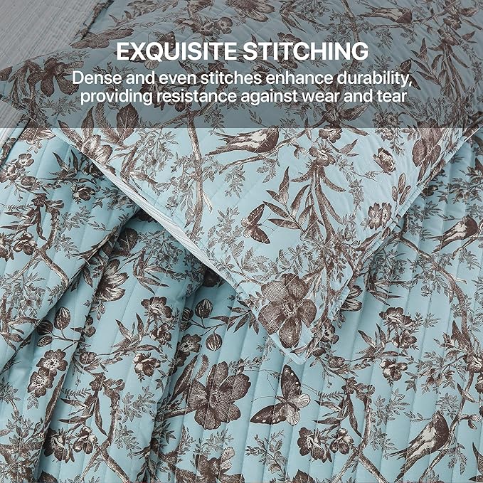 Quilt Set Queen Size Floral Patchwork Quilted, Soft Comforter Set Bedding Sets, Coverlet Bedspread Decorative Quilts with 2 Pillow Shams, (90"x90", 2 Pieces)