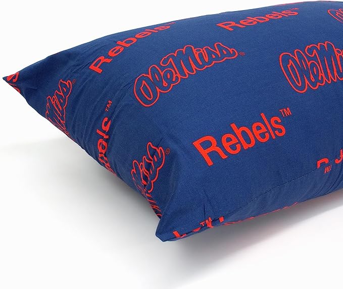 College Covers Everything Comfy Ole Miss Rebels Pillowcase, Body Pillow, 20" x 60", Includes 1 Pillowcase
