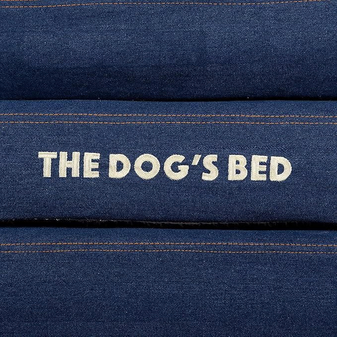 The Dog’s Bed Orthopedic Memory Foam Dog Bed with Bolsters, Oxford Fabric, Blue Denim, M