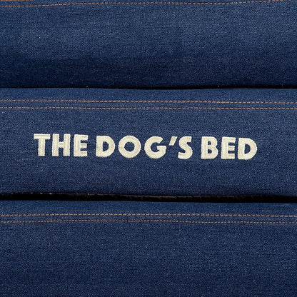 The Dog’s Bed Orthopedic Memory Foam Dog Bed with Bolsters, Oxford Fabric, Blue Denim, M
