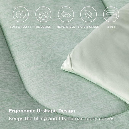 Bedsure King Comforter Set - Cooling and Warm Bed Set, Sage Green Reversible Bedding for All Season, 3 Pieces, 1 King Size Comforter (102"x90") and 2 Pillow Cases (20"x36")