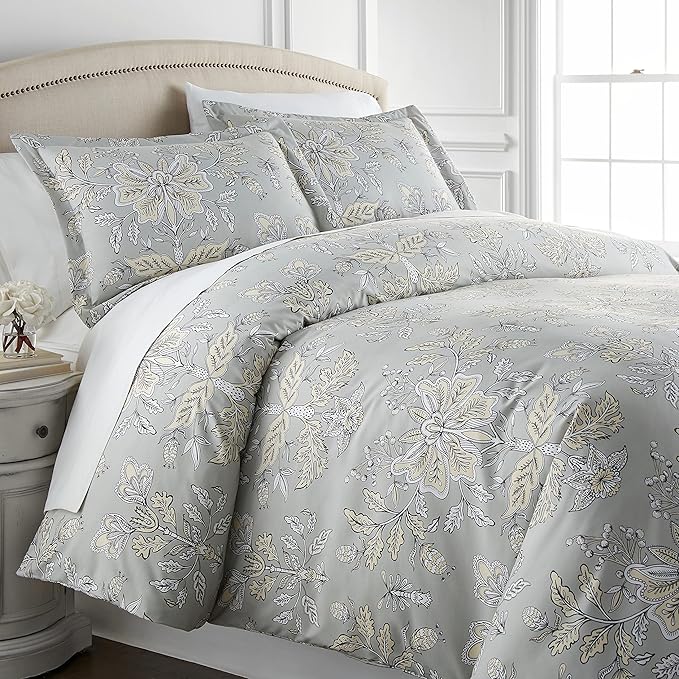 Southshore Fine Living, Inc. Vintage Garden Collection - Full/Queen Comforter Set, Premium Quality, All-Season Down Alternative, Easy Care, Oversized 3-Piece Comforter Set, Full/Queen, Sand