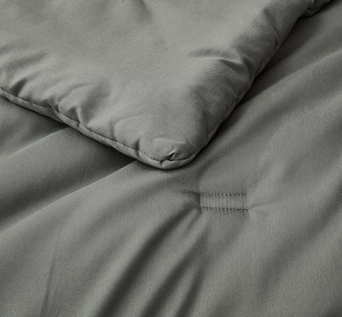 Chezmoi Collection Cliff 3-Piece Lightweight Cooling Comforter Set, Queen- Rayon Derived from Bamboo & Polyester Blended, Soft Breathable Bedding for Hot Sleepers, Dark Gray