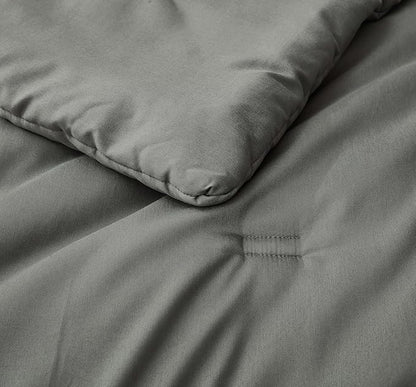 Chezmoi Collection Cliff 3-Piece Lightweight Cooling Comforter Set, Queen- Rayon Derived from Bamboo & Polyester Blended, Soft Breathable Bedding for Hot Sleepers, Dark Gray