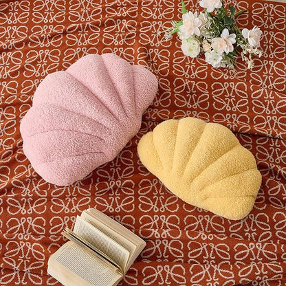 Seashell Throw Pillows Shell Shaped Pillow Light Pink Sea Shell Pillows for Bed Seashell Decorative Pillow Soft Plush Pillow Sea Couch Decoration(18 X 13 inch)