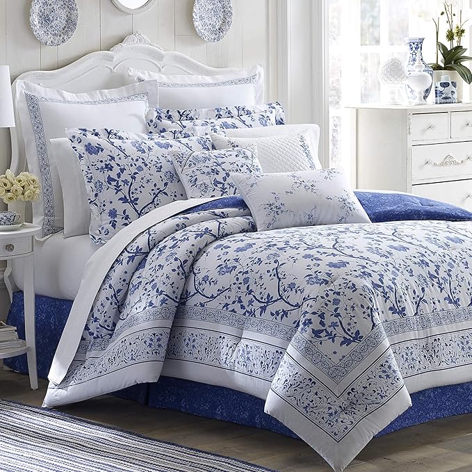 Laura Ashley - Ruffled Throw Pillow, Decorative Home Decor with Envelope Closure (Charlotte Blue, 16" x 20")