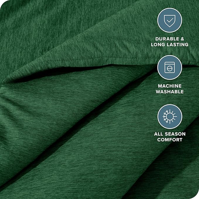 Bare Home Comforter Set - King Size - Ultra-Soft - Goose Down Alternative - Premium 1800 Series - All Season Warmth Comforter (King, Heathered Forest Green)
