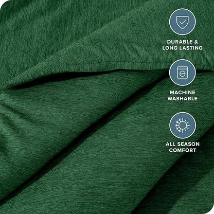 Bare Home Comforter Set - Queen Size - Ultra-Soft - Goose Down Alternative - Premium 1800 Series - All Season Warmth Comforter (Queen, Heathered Forest Green)