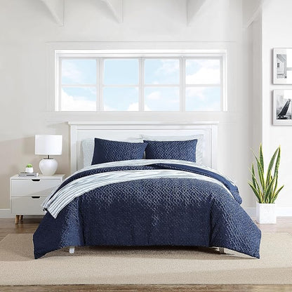 Nautica - King Comforter Set, Soft & Cozy Microfiber Bedding with Matching Shams, All Season Bedding Set, Oeko-Tex Certified (Point Harbor Navy, King)