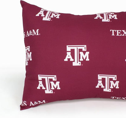 College Covers Everything Comfy Texas A&M Aggies Pillowcase Pair, Standard, 20" x 30", Includes 2 Pillowcases