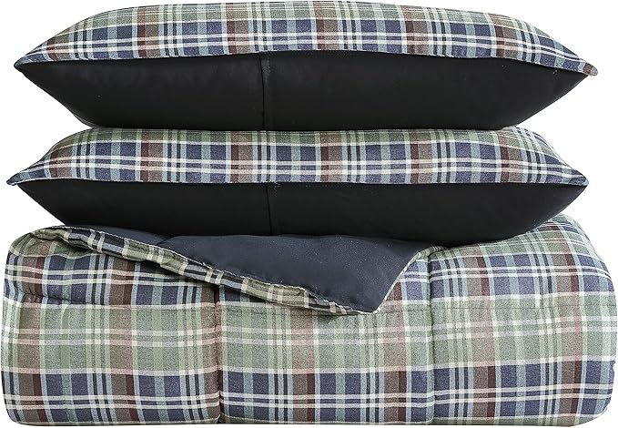 Eddie Bauer - King Comforter Set, Reversible Plaid Alt Down Bedding with Matching Shams, Cozy Home Decor for Colder Months, Oeko-Tex Certified (Rugged Navy, King)