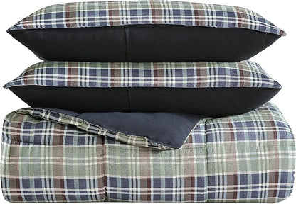 Eddie Bauer - King Comforter Set, Reversible Plaid Alt Down Bedding with Matching Shams, Cozy Home Decor for Colder Months, Oeko-Tex Certified (Rugged Navy, King)