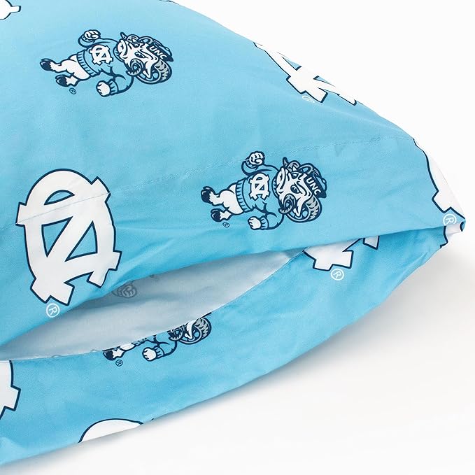 College Covers Everything Comfy North Carolina Tar Heels King Pillowcase Pair, King, 20" x 40", Includes 2 King Pillowcases