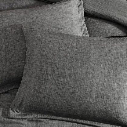 Geniospin Queen Comforter Set - 7 Pieces Comforter Queen Size, Solid Bedding Set for All Season, Textured Bed in a Bag with Flat Sheet and Fitted Sheet, Pillowcases and Shams (Grey, 90''x90'')