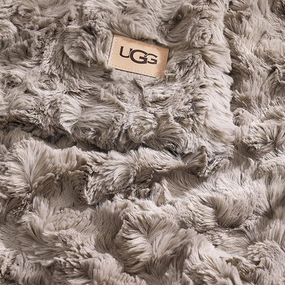 UGG Faux Fur King Blanket for Bed, Double-Sided Soft Blanket, Warm Large Throw for Couch, Washable California King Bedding, Luxury Bedroom Decor, 110" x 90", Oyster Brown (Adalee)