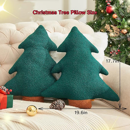 Christmas Tree Pillows Set of 2 Christmas Pillows. Tree Shaped Throw Pillows Xmas Plush Decorations Pillow Gingerbread House Candy Pillow for Thanksgiving Home Decor. Xmas Decor for Party