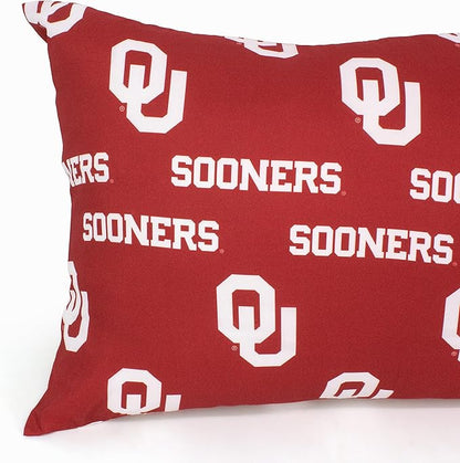 College Covers Everything Comfy Oklahoma Sooners Pillowcase Pair, Standard, 20" x 30", Includes 2 Pillowcases