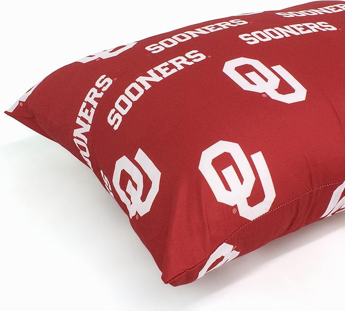 College Covers Everything Comfy Oklahoma Sooners Pillowcase Pair, Standard, 20" x 30", Includes 2 Pillowcases