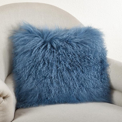 SARO LIFESTYLE Mongolian Lamb Fur Poly Filled Throw Pillow
