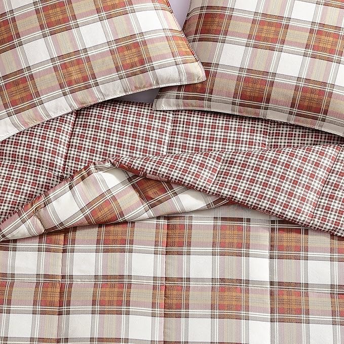 Eddie Bauer - Queen Comforter Set, Soft & Reversible Alt Down Bedding, Medium Weight for Year Round Comfort, 3 Piece Bed Set with Matching Shams (Edgewood Red)