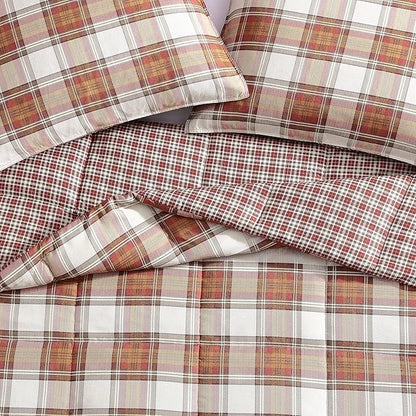 Eddie Bauer - Queen Comforter Set, Soft & Reversible Alt Down Bedding, Medium Weight for Year Round Comfort, 3 Piece Bed Set with Matching Shams (Edgewood Red)