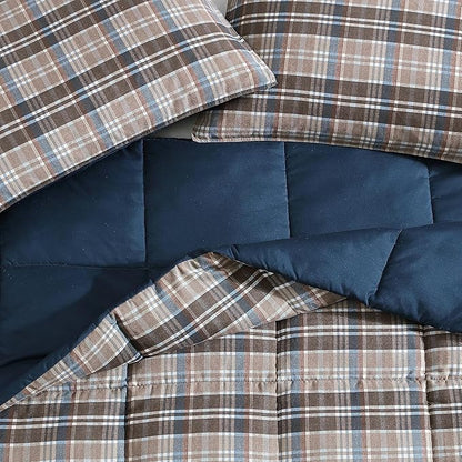 Eddie Bauer- King Comforter Set, Reversible Microsuede Bedding with Matching Sham(s), Casual Luxurious Bedding Set (Rugged Plaid Brown, King)