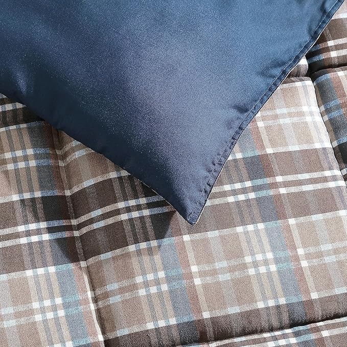 Eddie Bauer- King Comforter Set, Reversible Microsuede Bedding with Matching Sham(s), Casual Luxurious Bedding Set (Rugged Plaid Brown, King)