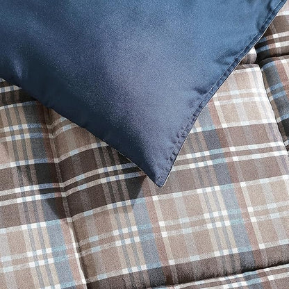 Eddie Bauer- King Comforter Set, Reversible Microsuede Bedding with Matching Sham(s), Casual Luxurious Bedding Set (Rugged Plaid Brown, King)