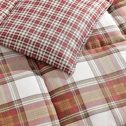 Eddie Bauer - King Comforter Set, Reversible Alt Down Bedding with Matching Shams, Breathable Home Decor for All Seasons (Edgewood Red/Beige, King)