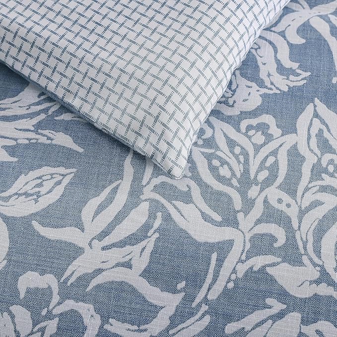Nautica - Full/Queen Comforter Set, Cotton Reversible Bedding Set with Matching Shams (Tortola Blue, Full/Queen)