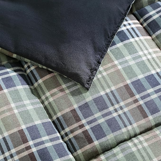 Eddie Bauer - King Comforter Set, Reversible Plaid Alt Down Bedding with Matching Shams, Cozy Home Decor for Colder Months, Oeko-Tex Certified (Rugged Navy, King)